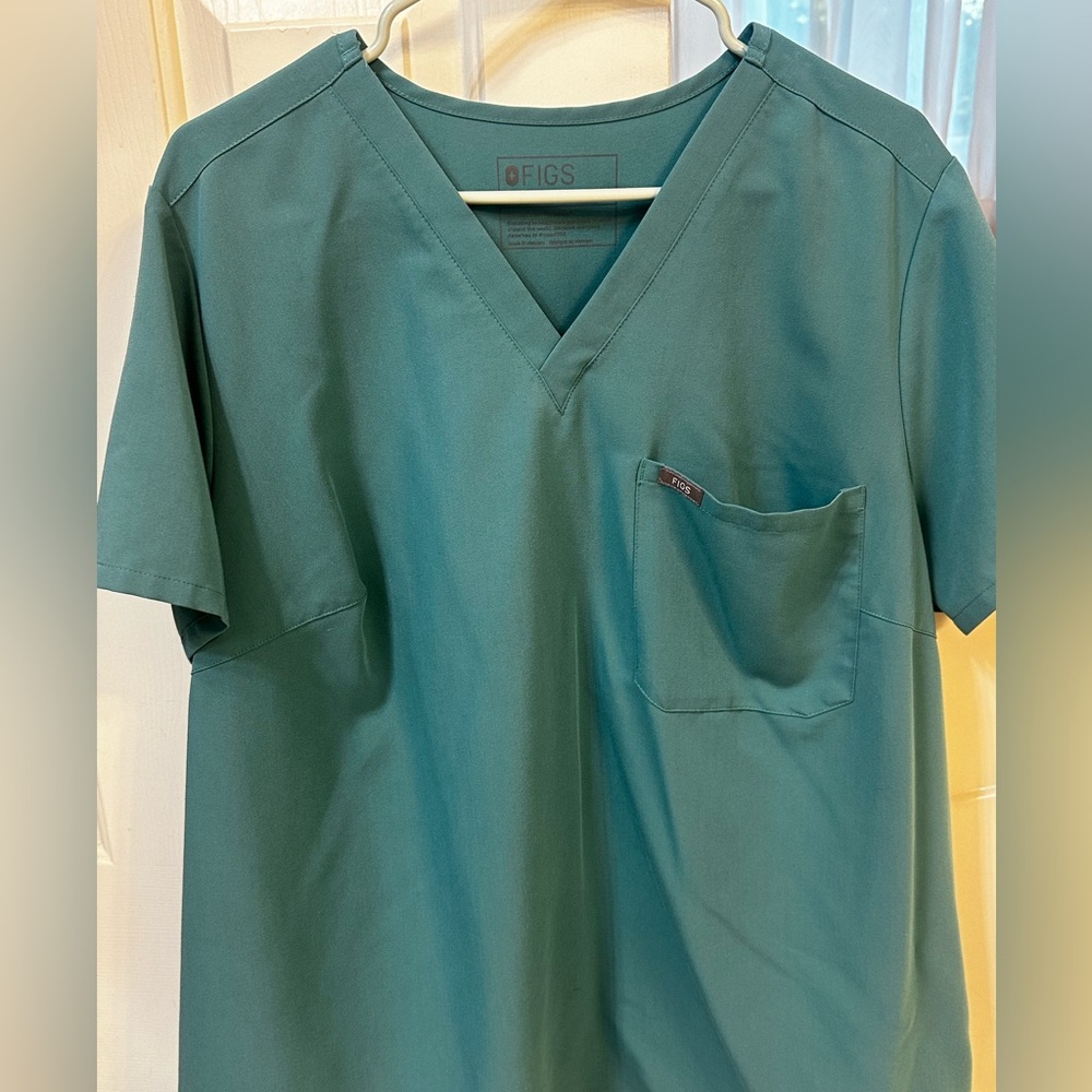Figs Teal V-Neck Scrub Top